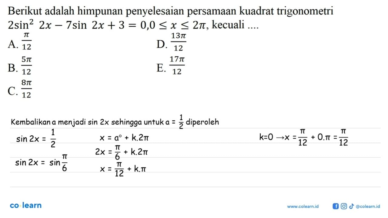 Berikut adalah himpunan penyelesaian persamaan kuadrat