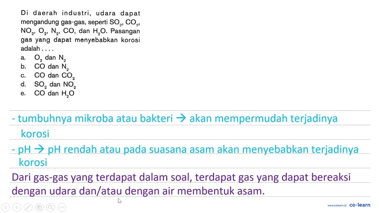 Di daerah industri, udara dapat mengandung gas-gas, seperti