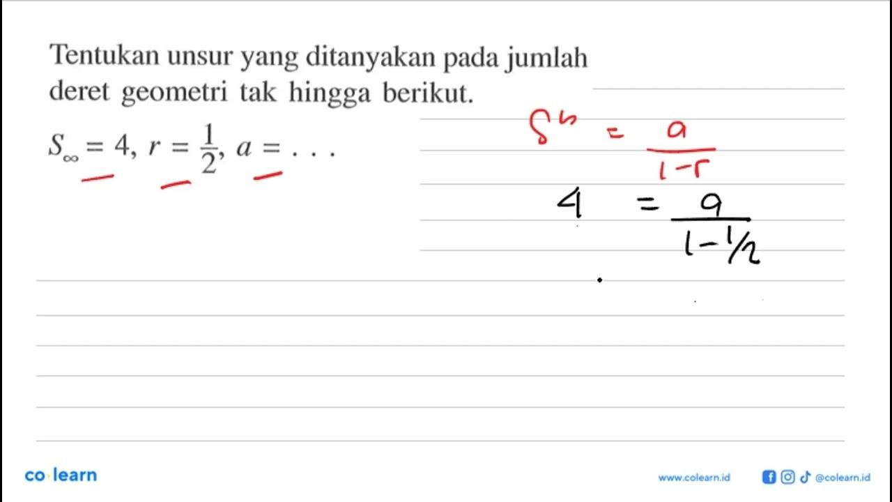 S tak hingga=4, r=1/2, a=...