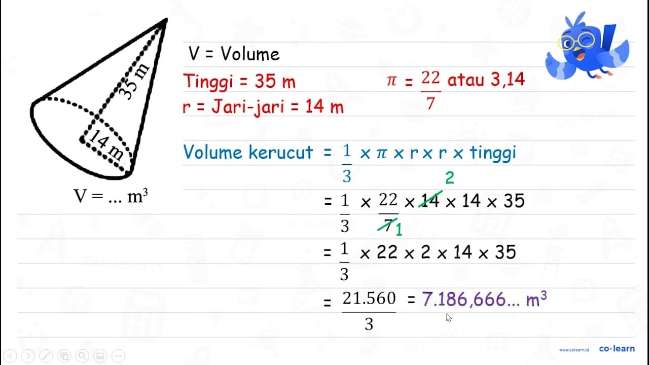 35 m 14 m V = ... m^3