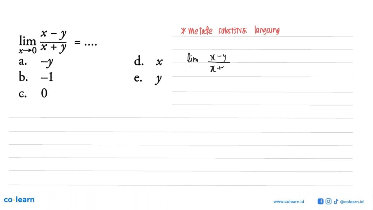 limit x->0 (x-y)/(x+y)=....