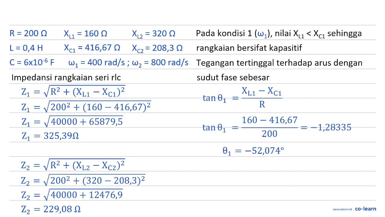 Hambatan 200 Omega , induktor 0,4 H , dan kapasitor 6 mu F