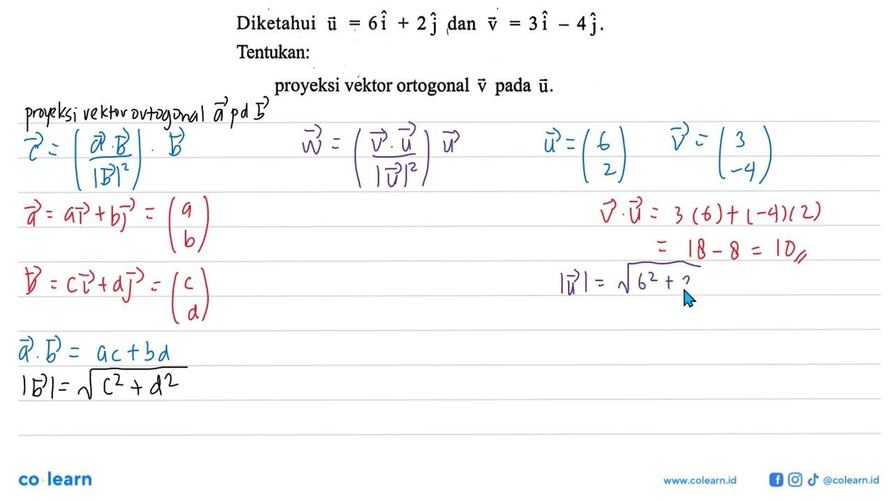 Diketahui u=6 hat i+2 hat j , dan v=3 hat i-4 hat