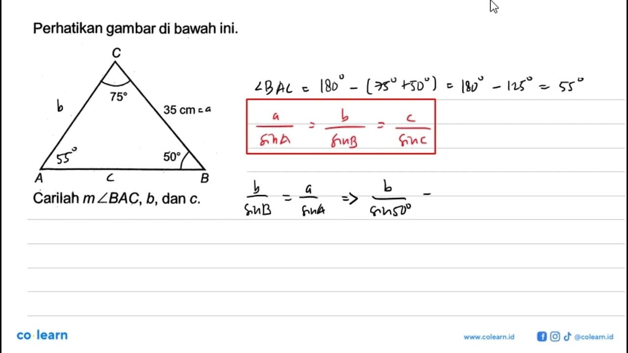 Perhatikan gambar di bawah ini.Carilah m sudut BAC, b, dan