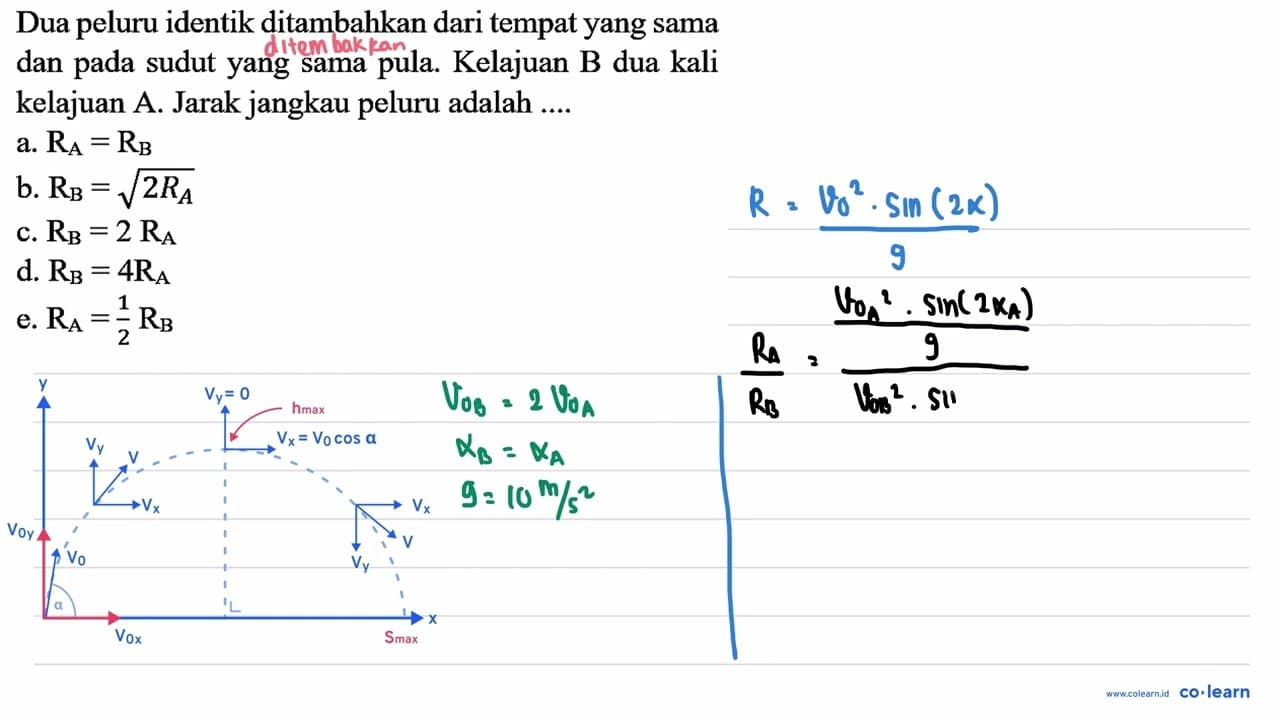 Dua peluru identik ditambahkan dari tempat yang sama dan