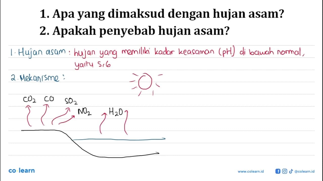 1. Apa yang dimaksud dengan hujan asam? 2. Apakah penyebab