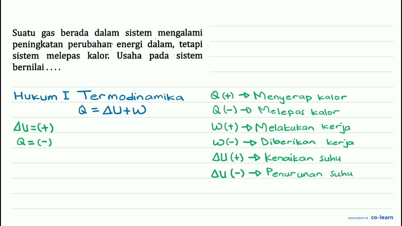 Suatu gas berada dalam sistem mengalami peningkatan