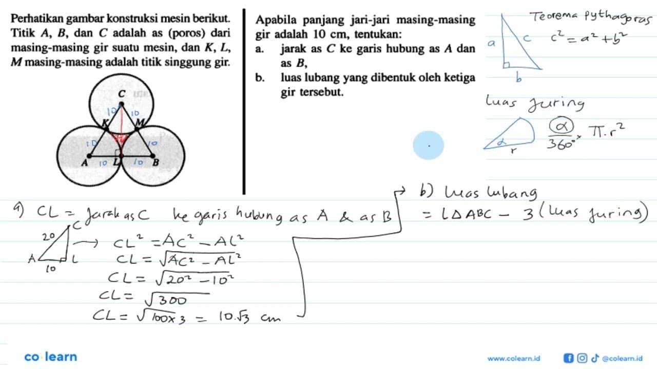 Perhatikan gambar konstruksi mesin berikut. Titik A, B, dan