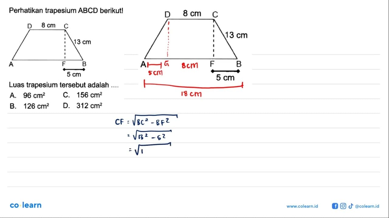 Perhatikan trapesium ABCD berikut!Luas trapesium tersebut