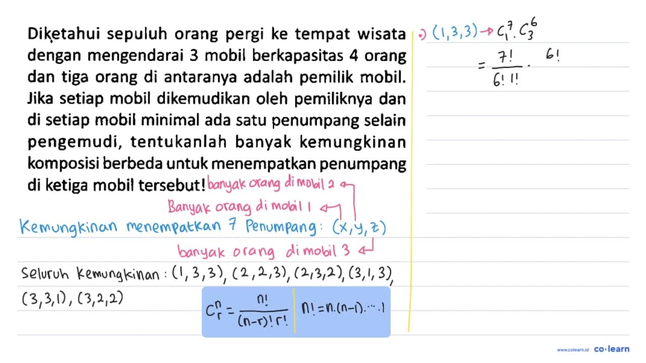 Diketahui sepuluh orang pergi ke tempat wisata dengan