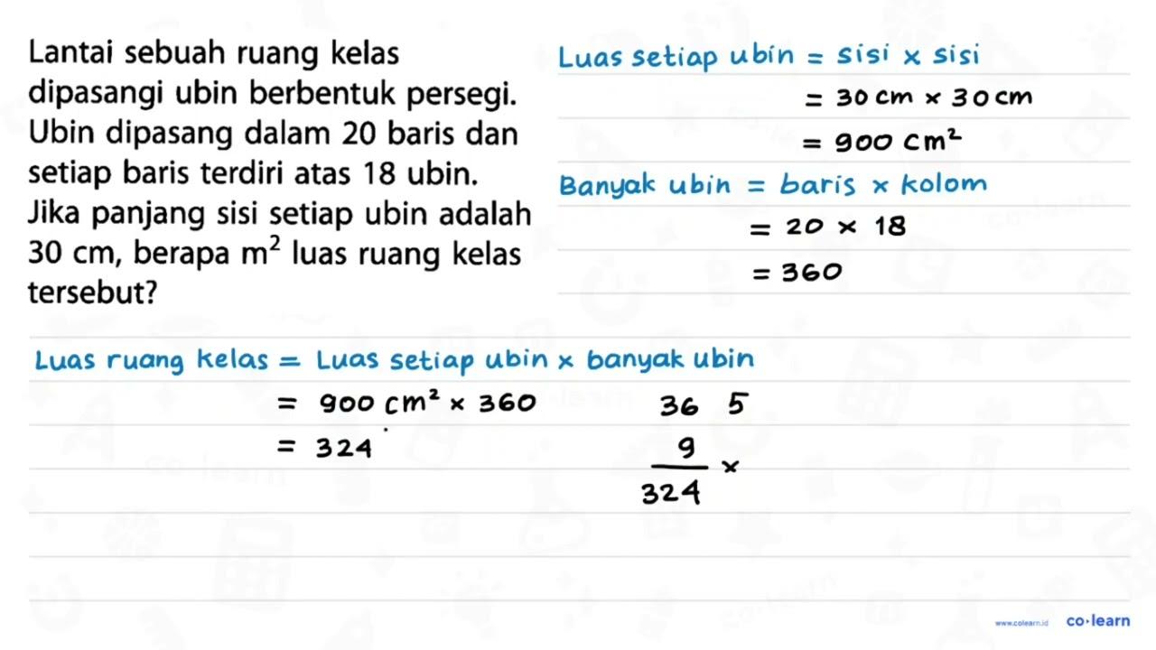 Lantai sebuah ruang kelas dipasangi ubin berbentuk persegi.