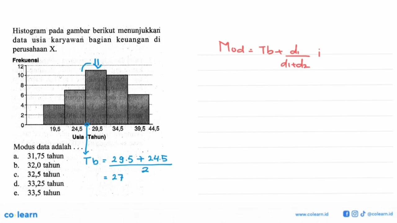 Histogram gambar berikut menunjukkan pada data usia