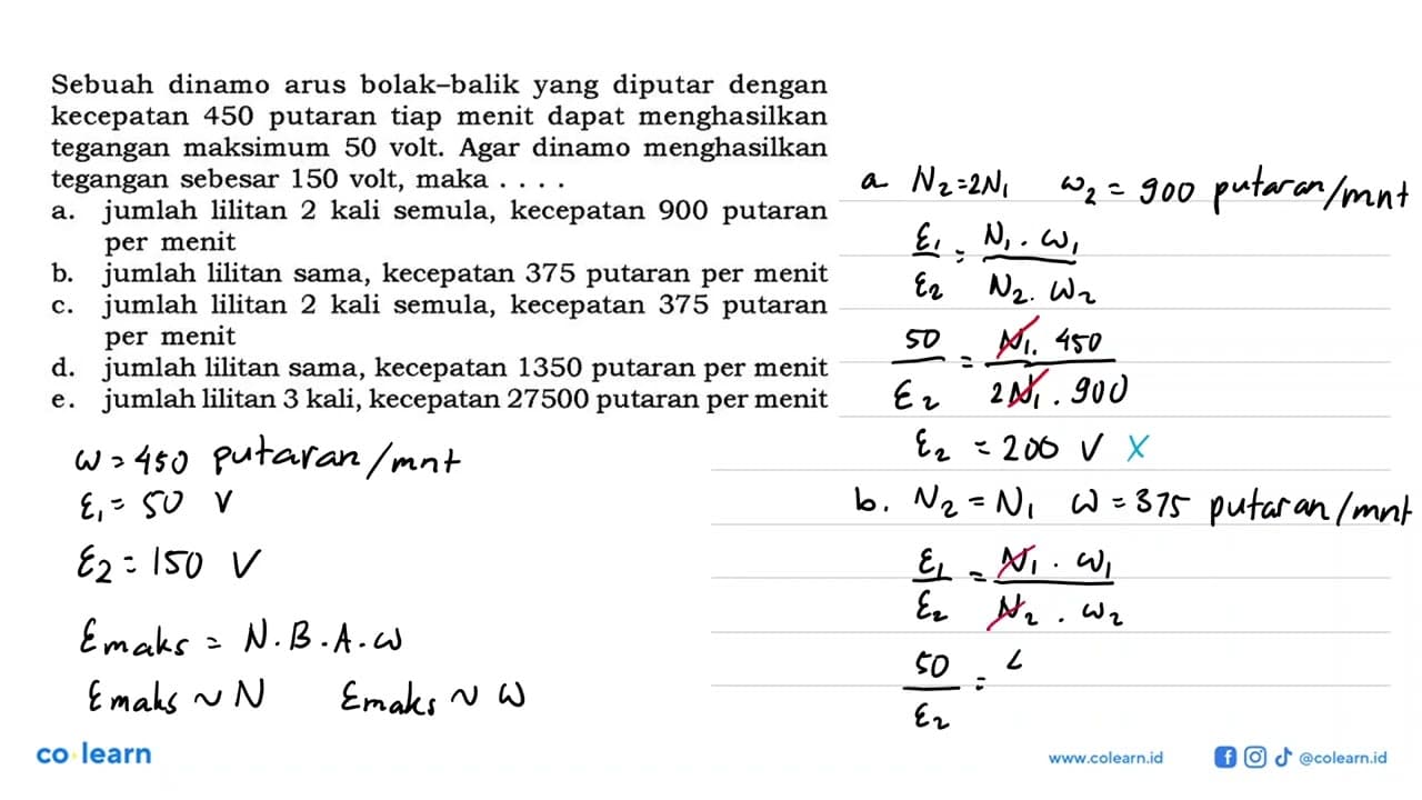 Sebuah dinamo arus bolak-balik yang diputar dengan