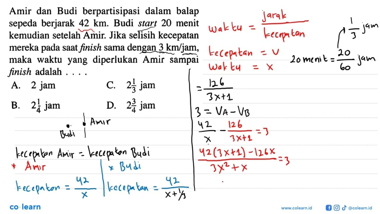 Amir dan Budi berpartisipasi dalam balap sepeda berjarak 42