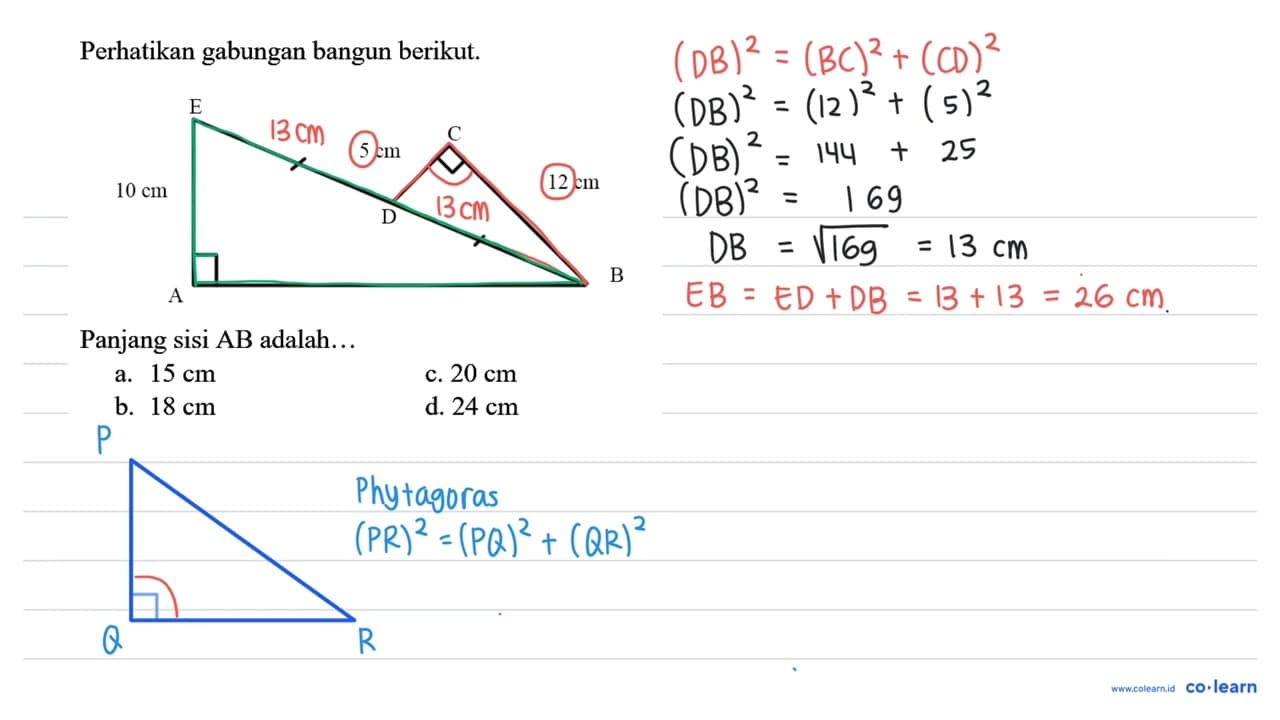 Perhatikan gabungan bangun berikut. Panjang sisi AB