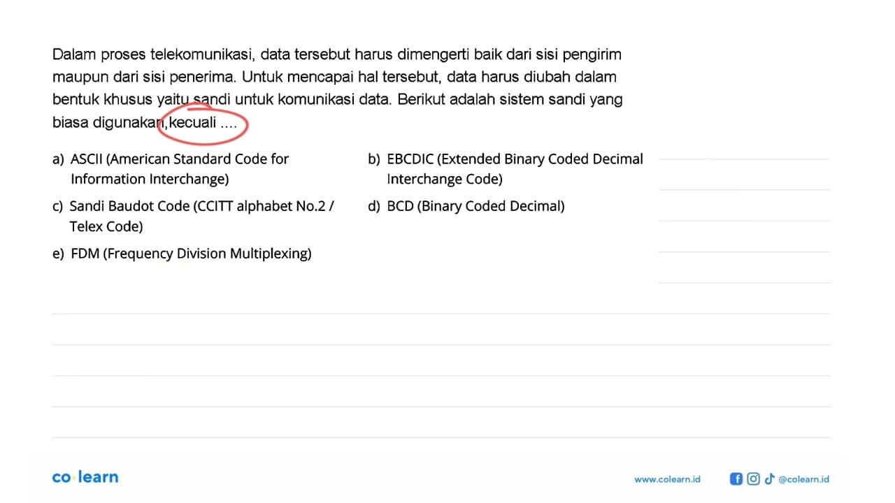 Dalam proses telekomunikasi, data tersebut harus dimengerti