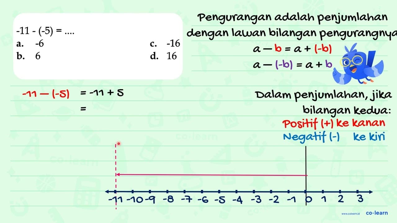 -11 - (-5) = ....