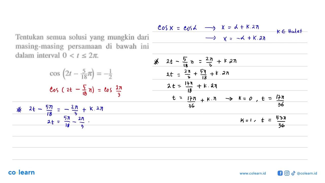 Tentukan semua solusi yang mungkin dari