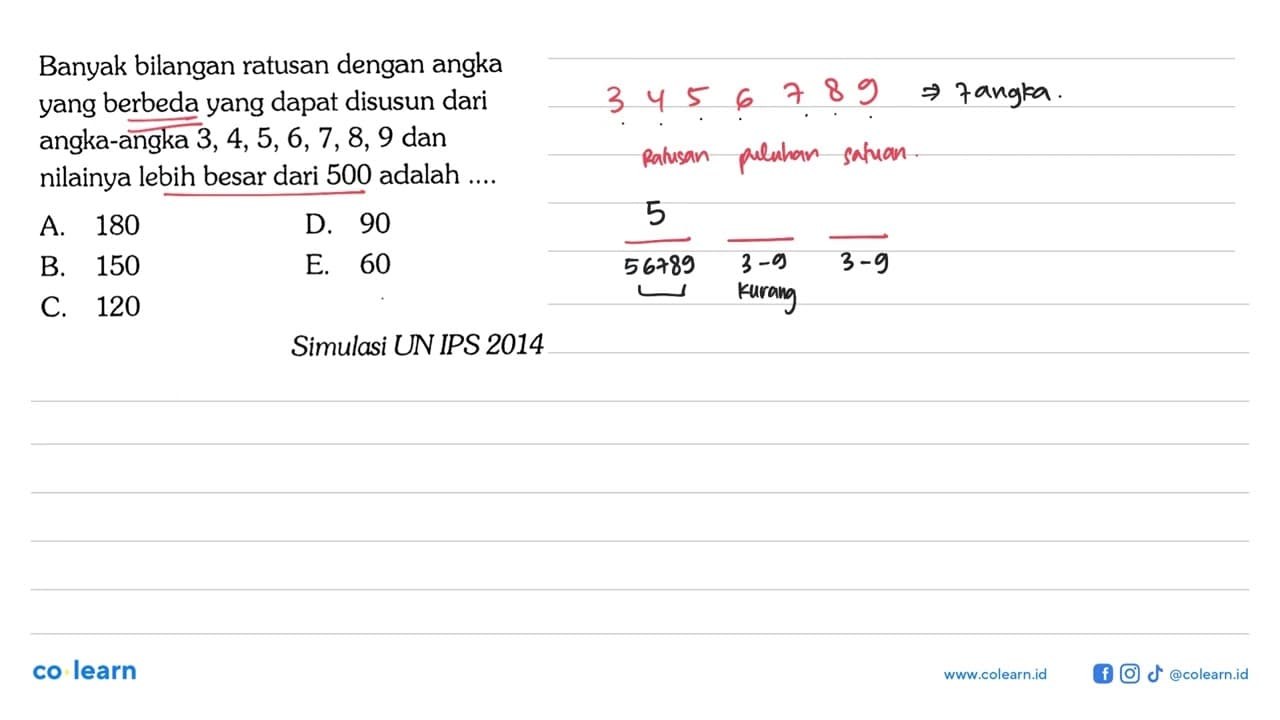 Banyak bilangan ratusan dengan angka yang berbeda yang