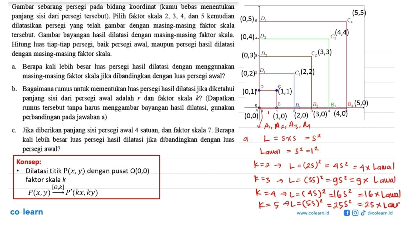 Gambar sebarang persegi pada bidang koordinat (kamu bebas