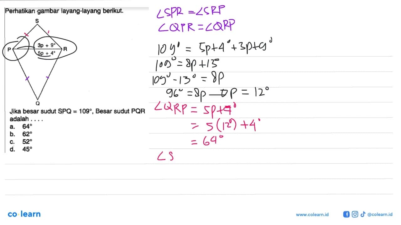 Perhatikan gambar layang-layang berikut.P S R Q 3p+9