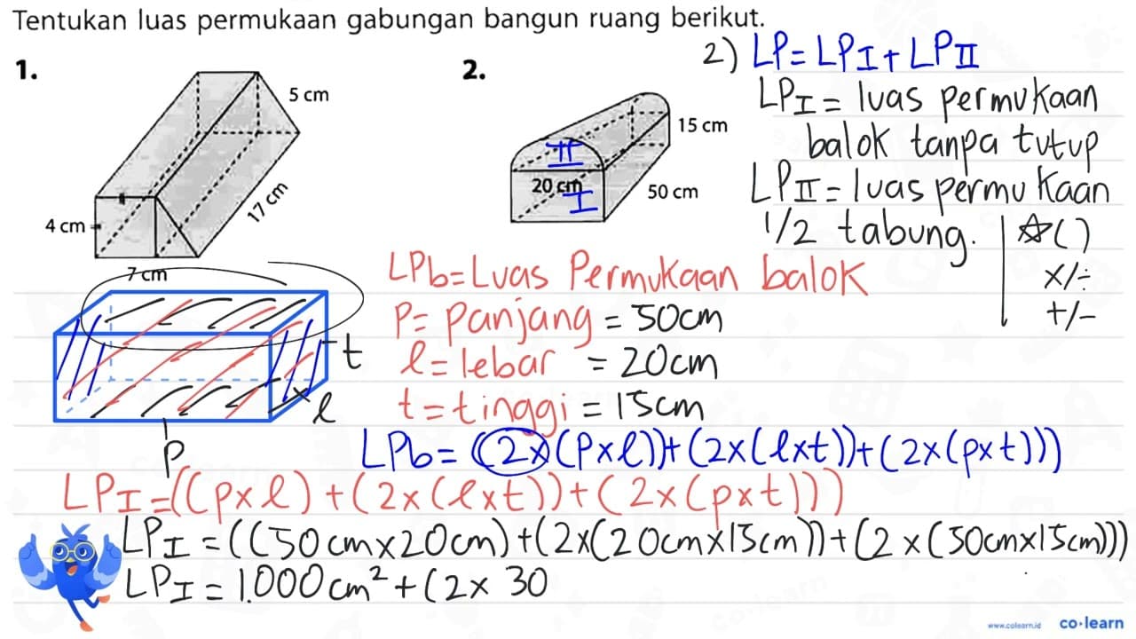 Tentukan luas permukaan gabungan bangun ruang berikut. 1.