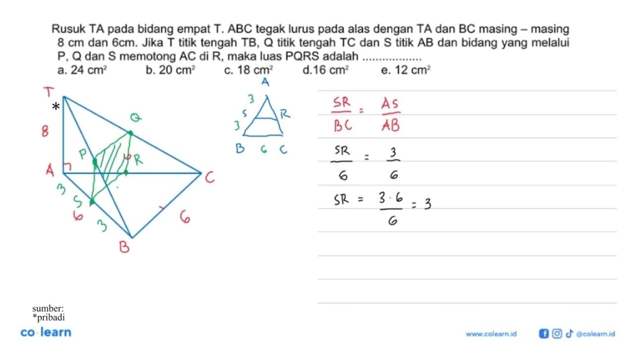 Rusuk TA pada bidang empat T.ABC tegak lurus pada alas