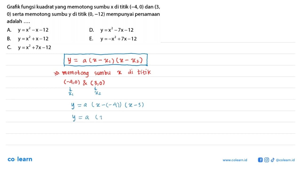 Grafik fungsi kuadrat yang memotong sumbu x di titik (-4,