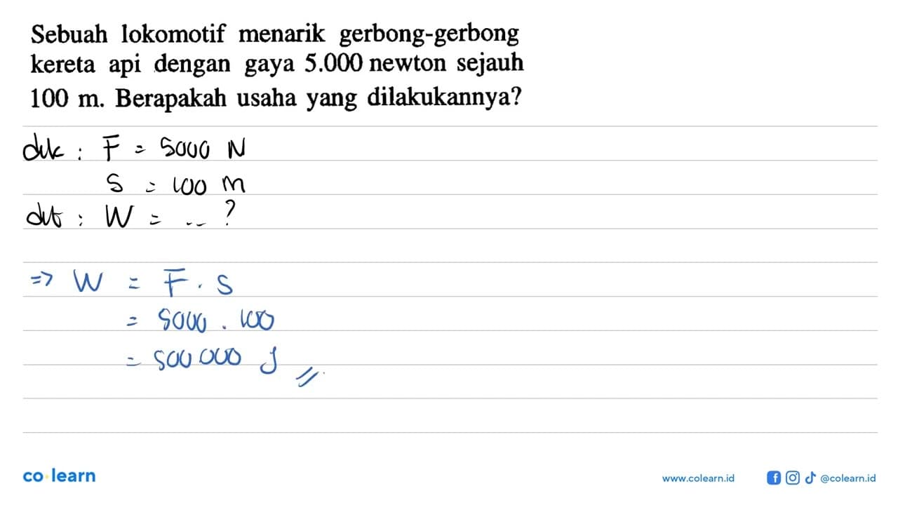 Sebuah lokomotif menarik gerbong-gerbong kereta api dengan