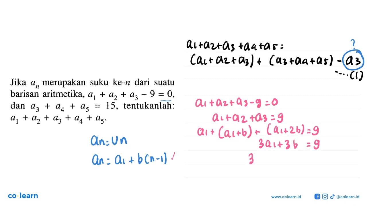 Jika an merupakan suku ke- n dari suatu barisan aritmetika,