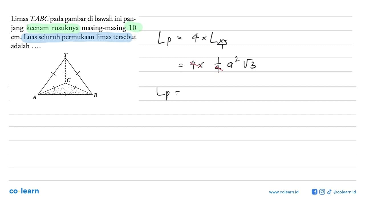 Limas T.ABC pada gambar di bawah ini panjang keenam