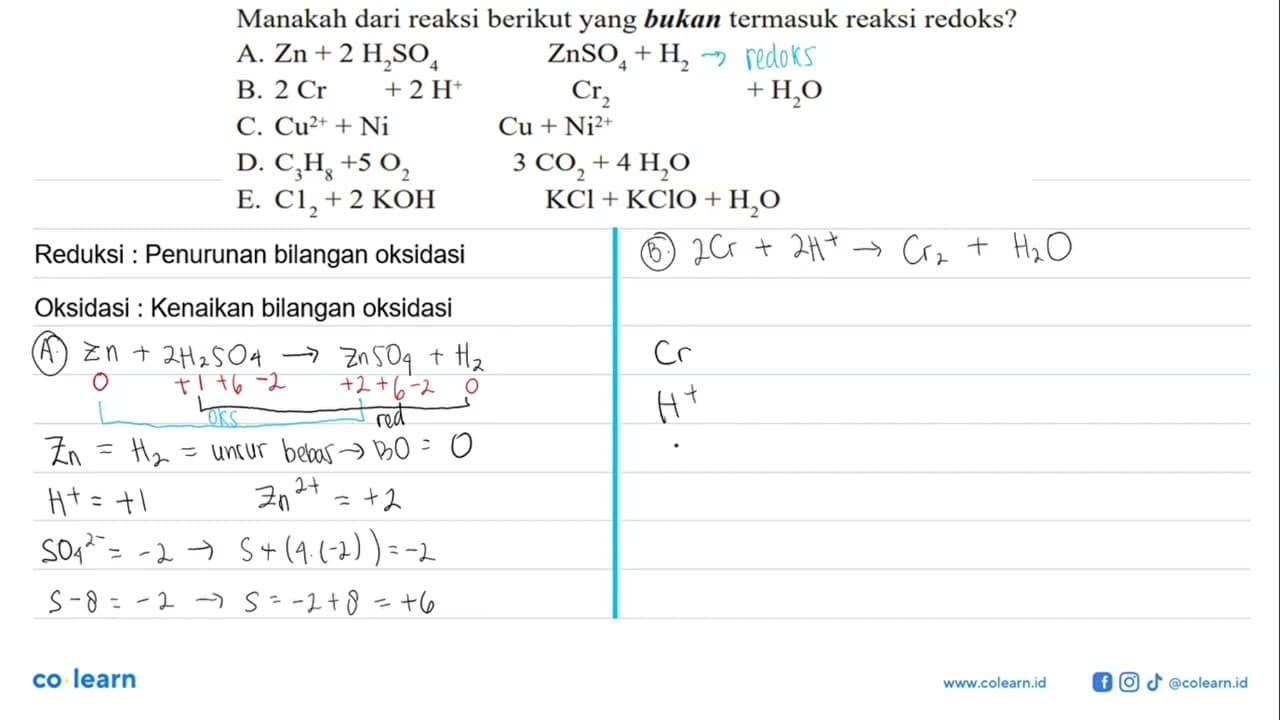 Manakah dari reaksi berikut yang bukan termasuk reaksi