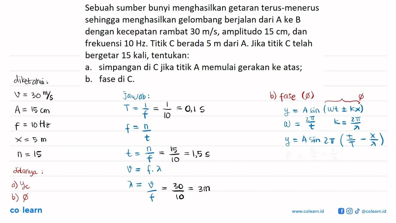 Sebuah sumber bunyi menghasilkan getaran terus-menerus