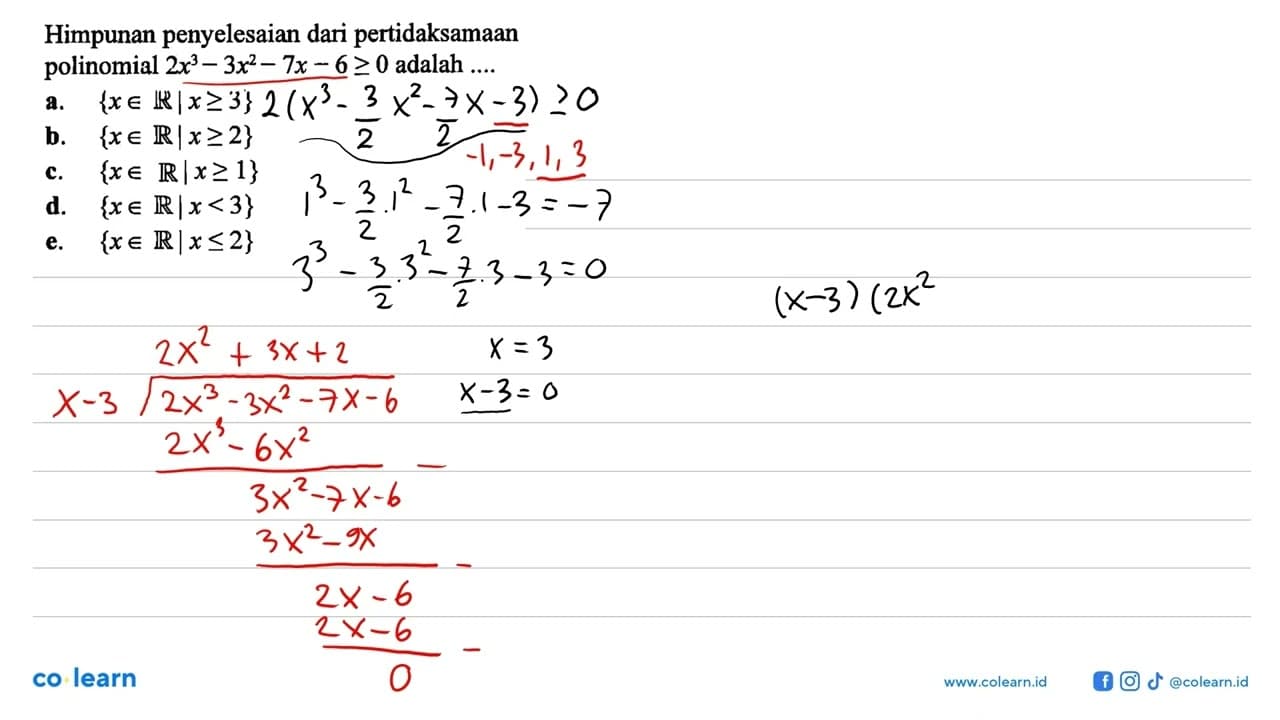 Himpunan penyelesaian dari pertidaksamaan polinomial