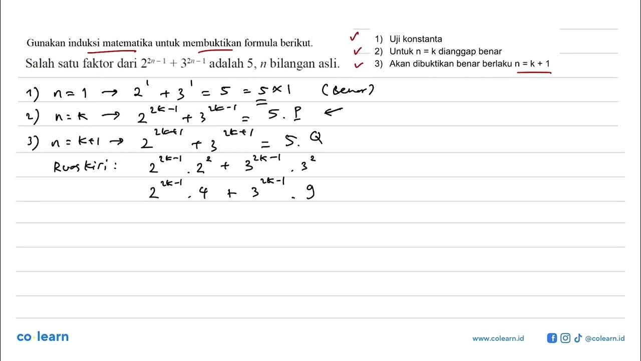 Gunkaan induksi matematika untuk membuktikan formula