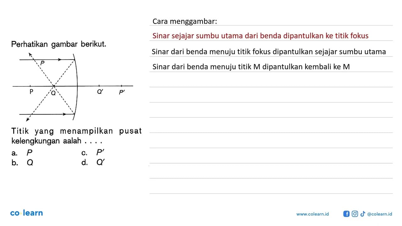 Perhatikan gambar berikut. P Q Q' P' Titik yang menampilkan