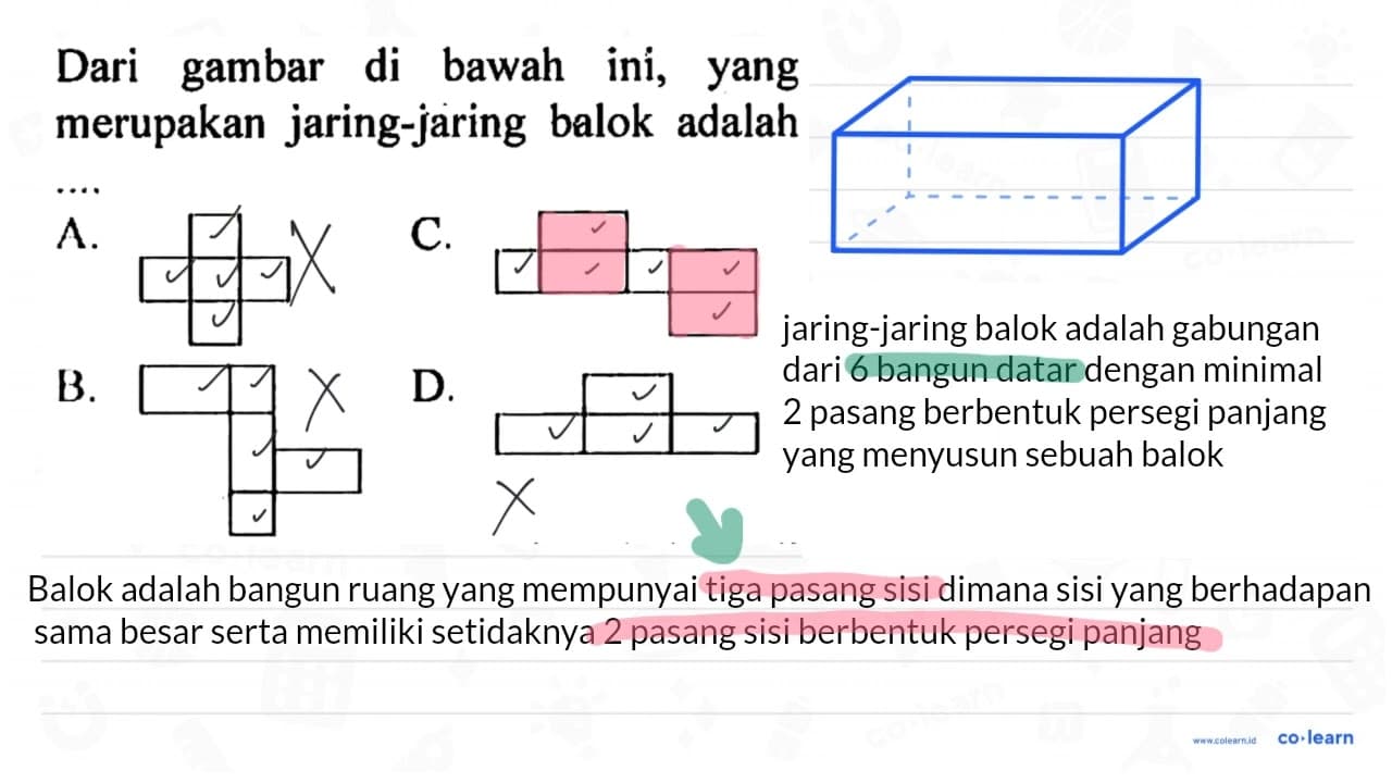 Dari gambar di bawah ini, yang merupakan jaring-jaring