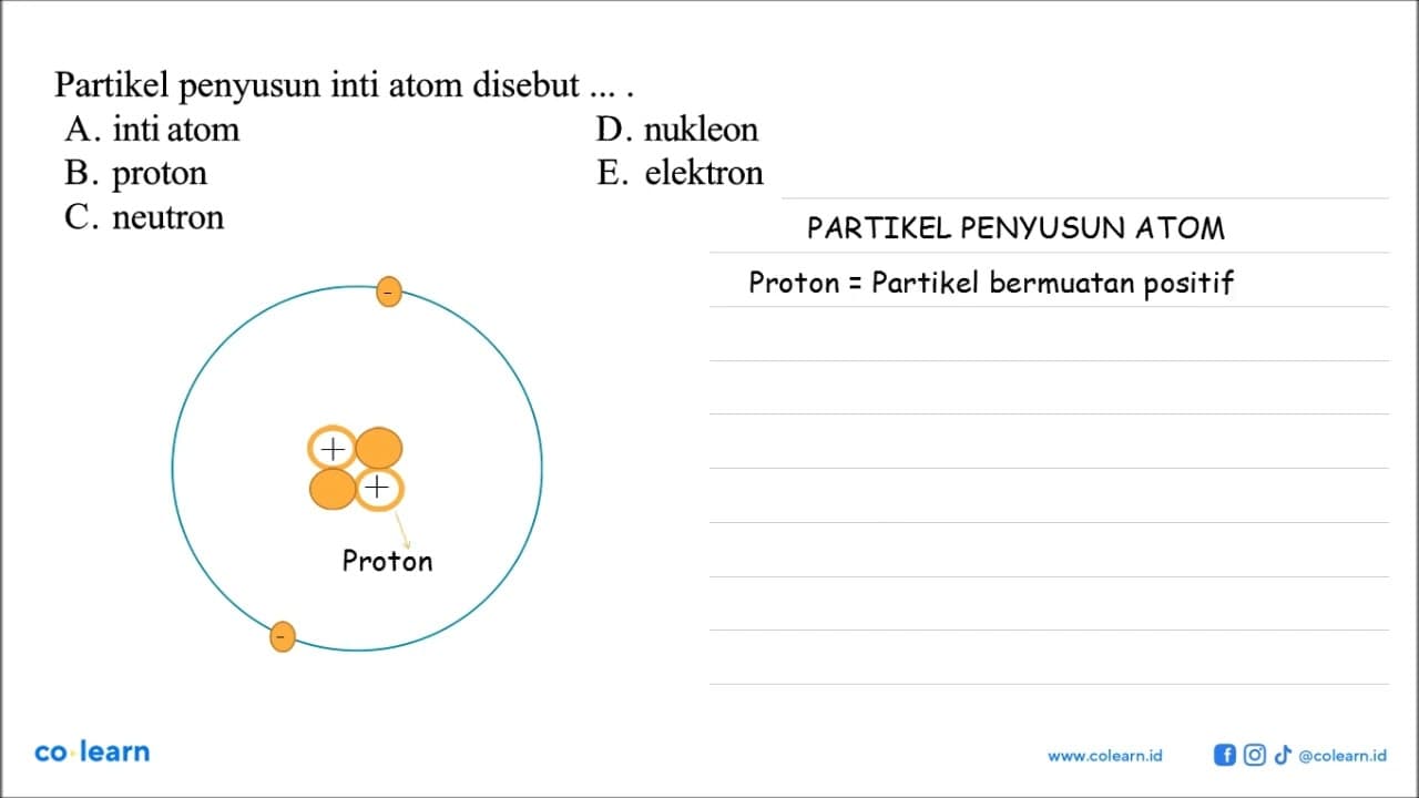 Partikel penyusun inti atom disebut ... .