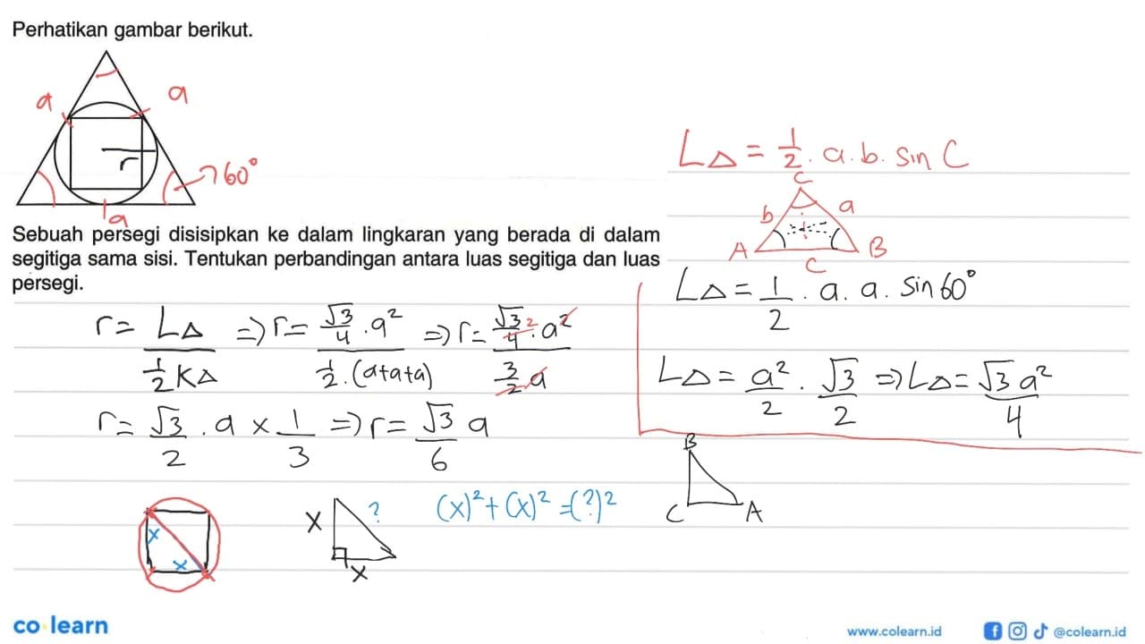 Perhatikan gambar berikut.Sebuah persegi disisipkan ke