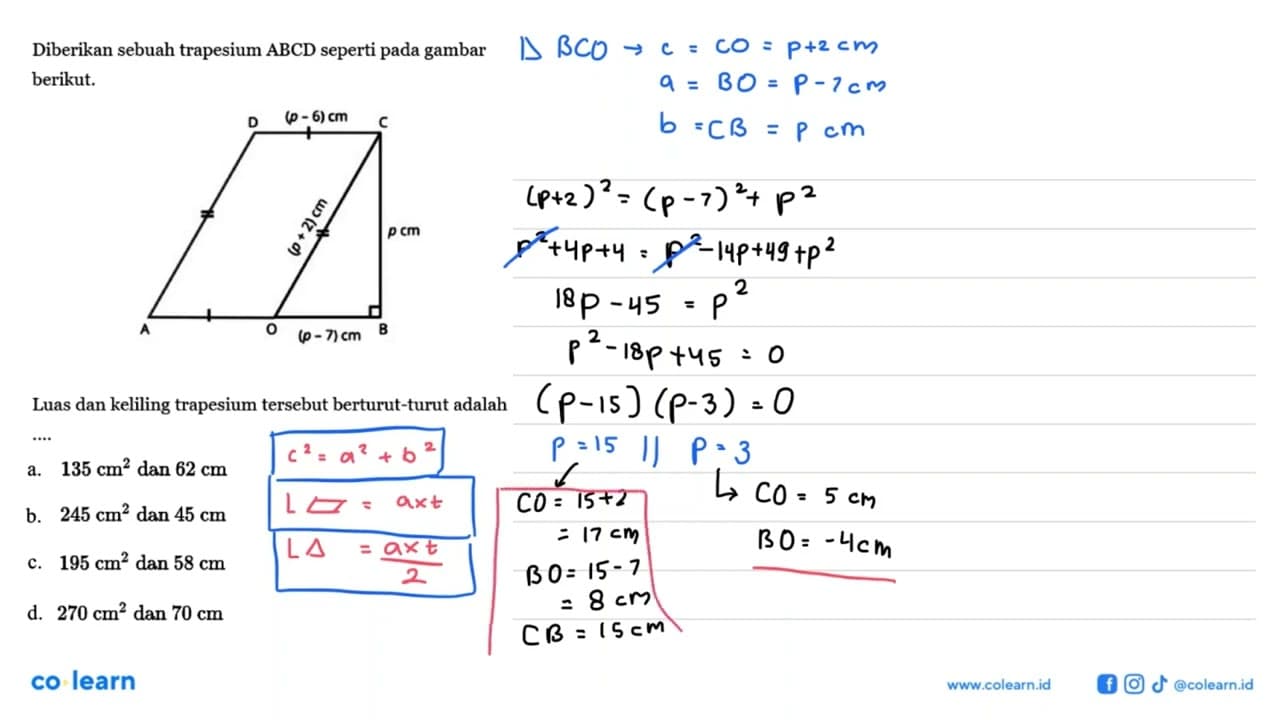 Diberikan sebuah trapesium ABCD seperti pada gambar