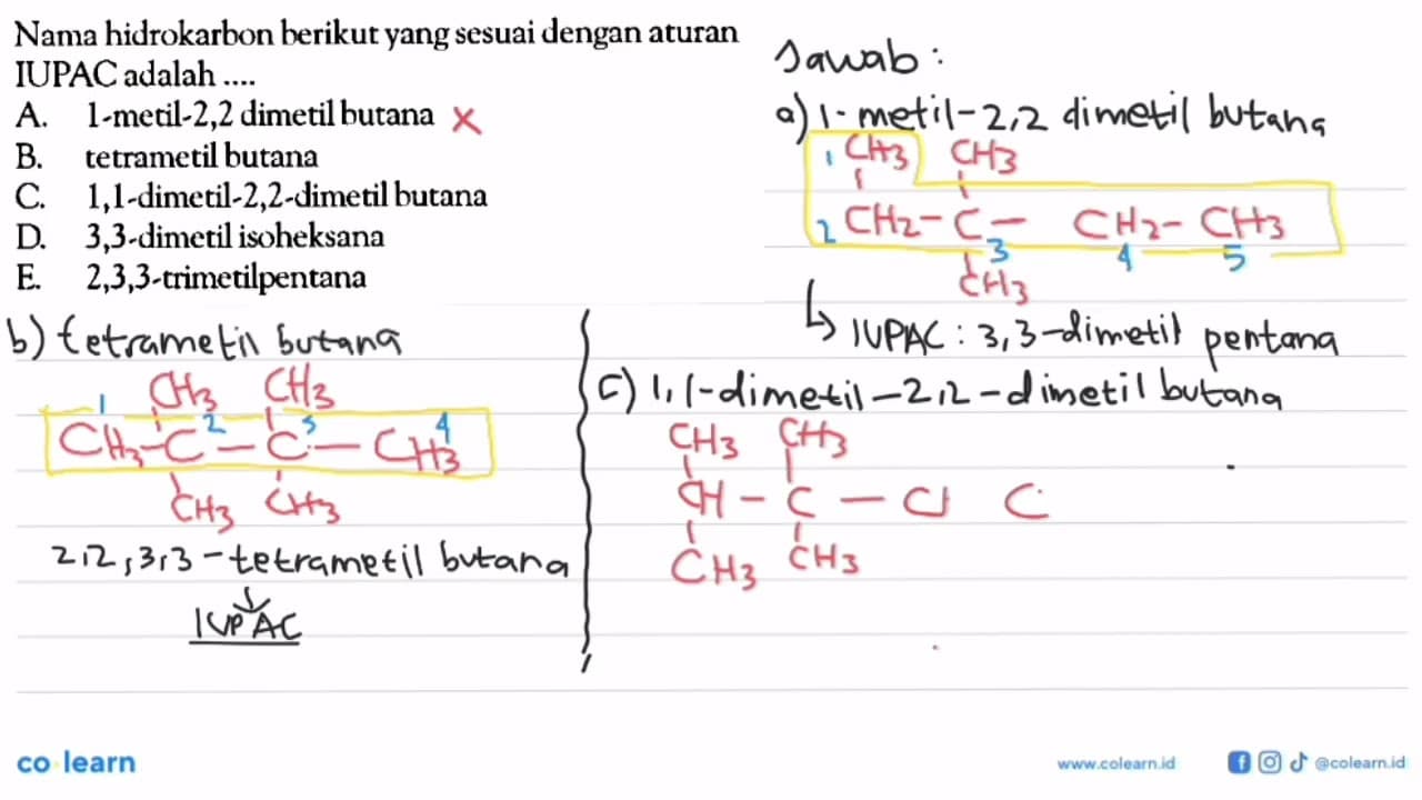 Nama hidrokarbon berikut yang sesuai dengan aturan IUPAC