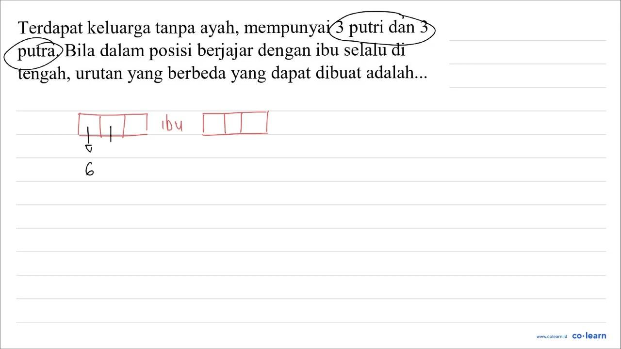 Terdapat keluarga tanpa ayah, mempunyai 3 putri dan 3