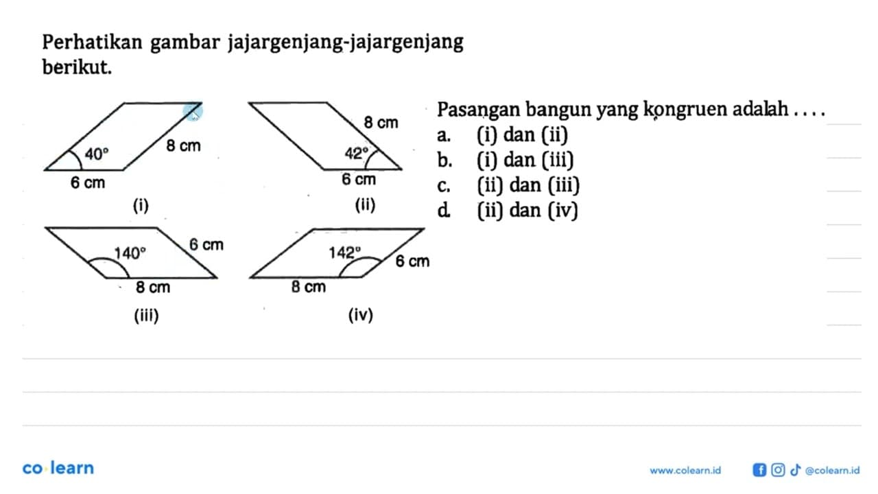 Perhatikan gambar jajargenjang-jajargenjang