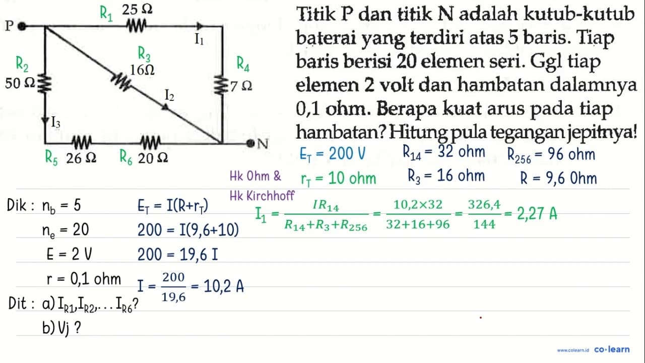 Titik P dan titik N adalah kutub-kutub P baterai yang