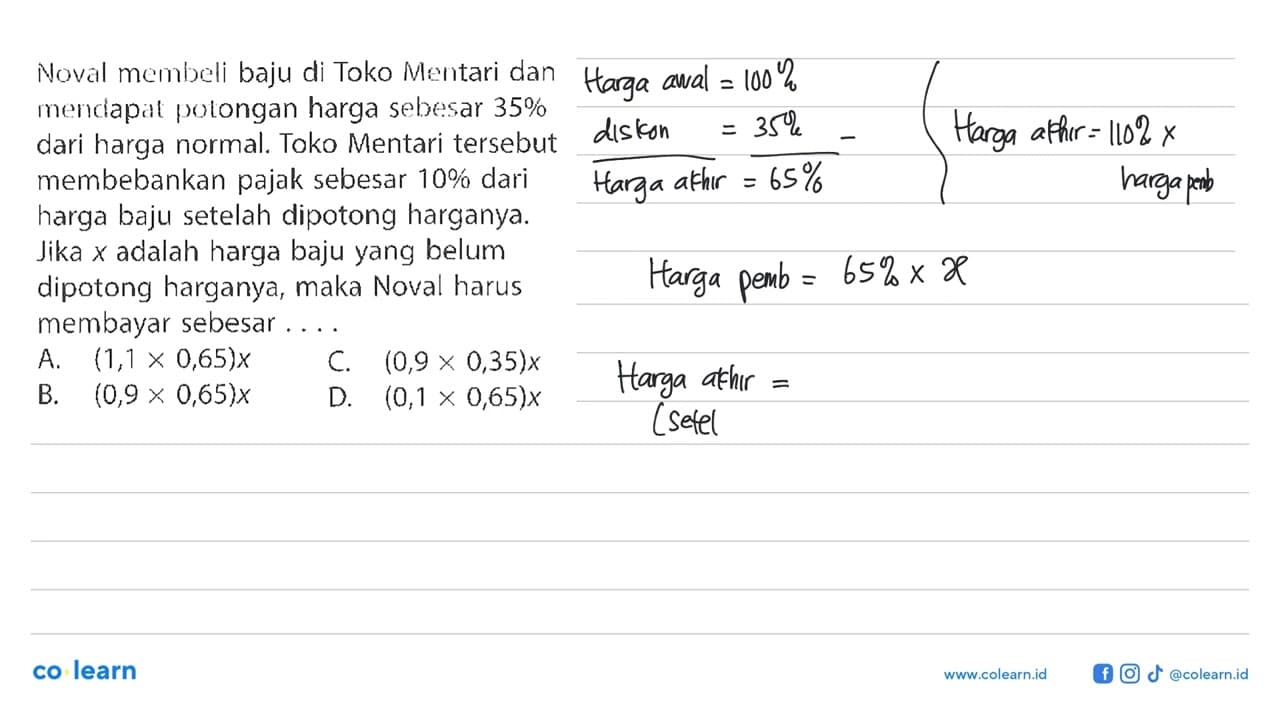 Noval membeli baju di Toko Mentari dan mendapal potongan