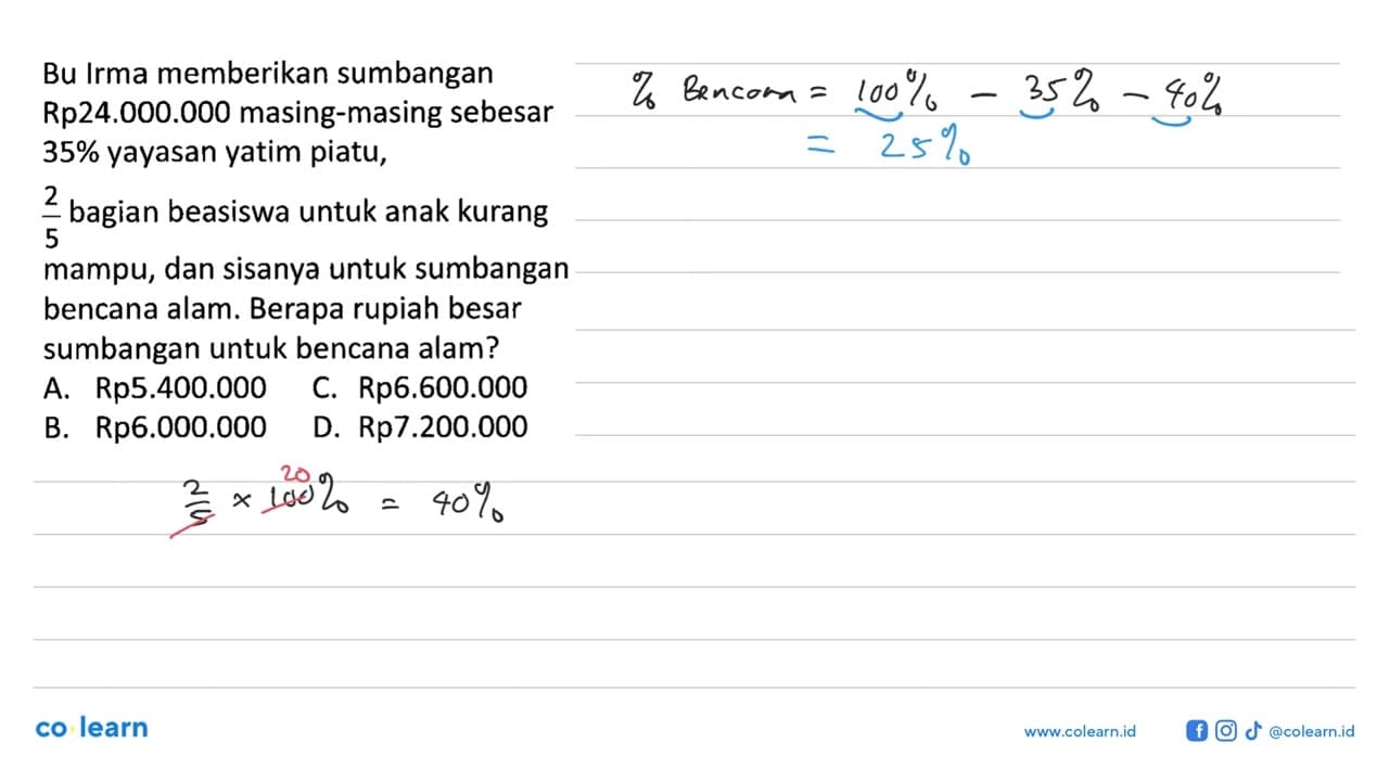Bu Irma memberikan sumbangan Rp24.000.000 masing-masing