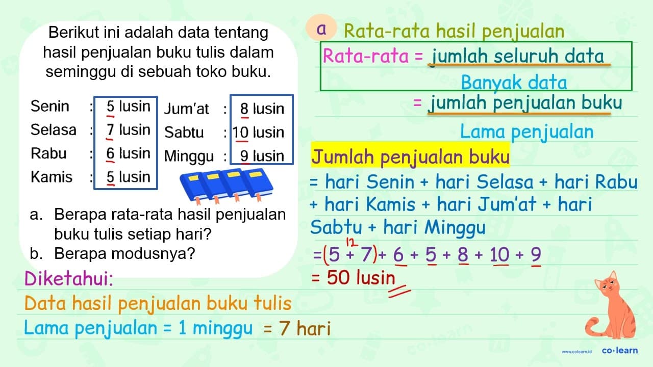 Berikut ini adalah data tentang hasil penjualan buku tulis