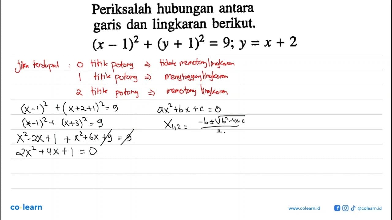 Periksalah hubungan antara garis dan lingkaran berikut.