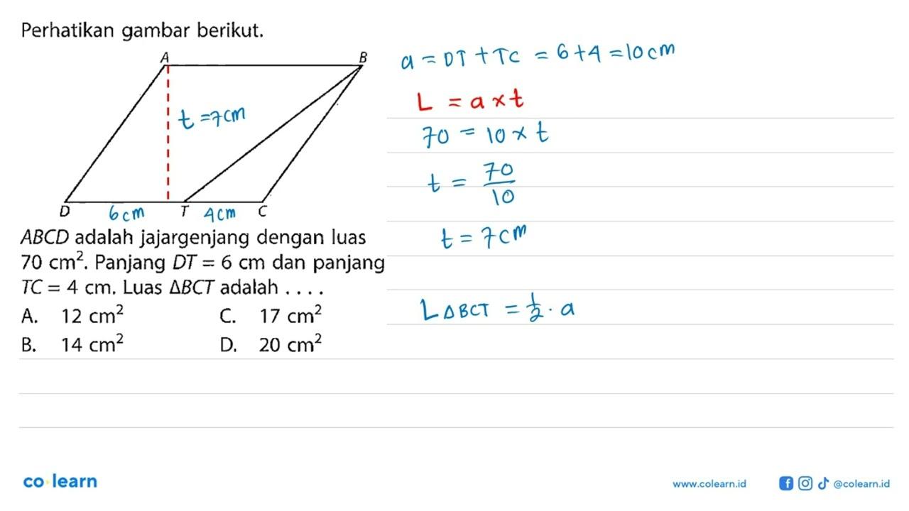 Perhatikan gambar berikut. ABCD.TABCD adalah jajargenjang