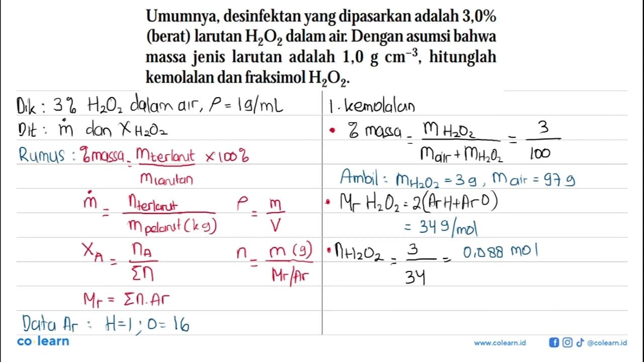 Umumnya, desinfektan yang dipasarkan adalah 3,0% (berat)